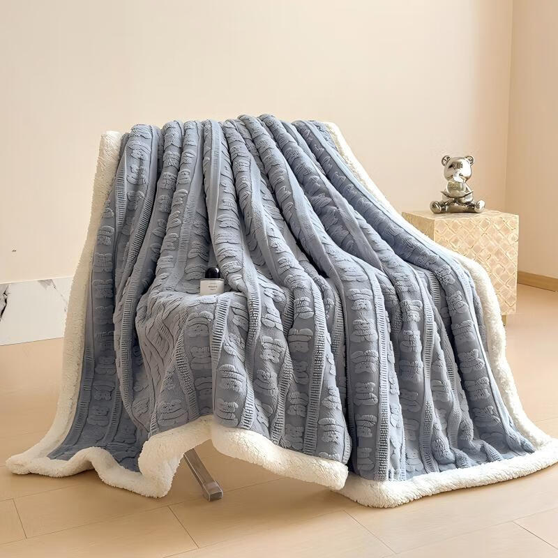 萱遇家纺  多宝熊提花双层加厚毛毯X-M2525