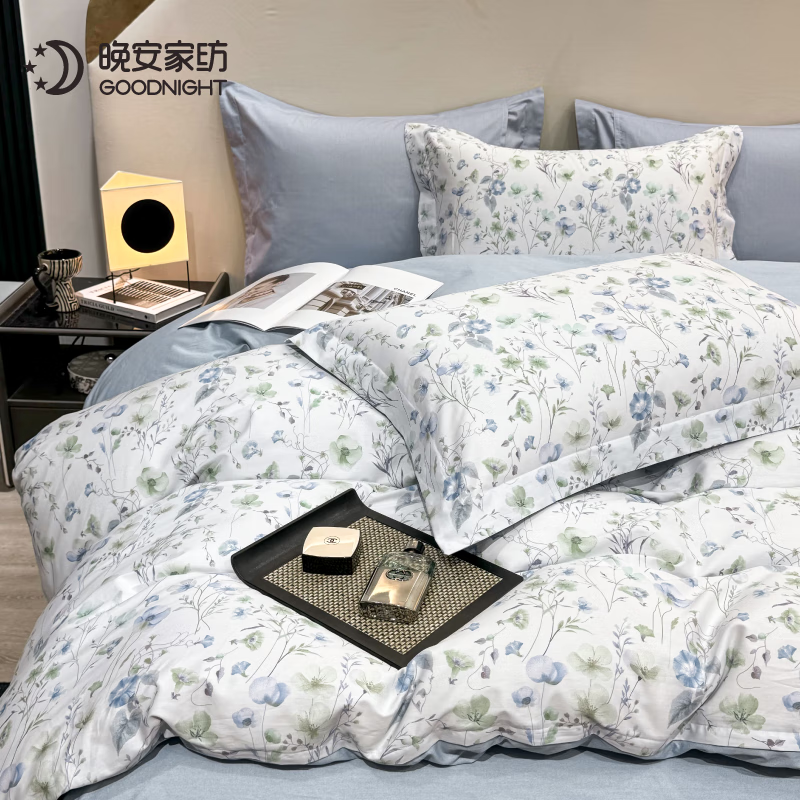 晚安家纺  纯棉床单四件套醉花霜50225140