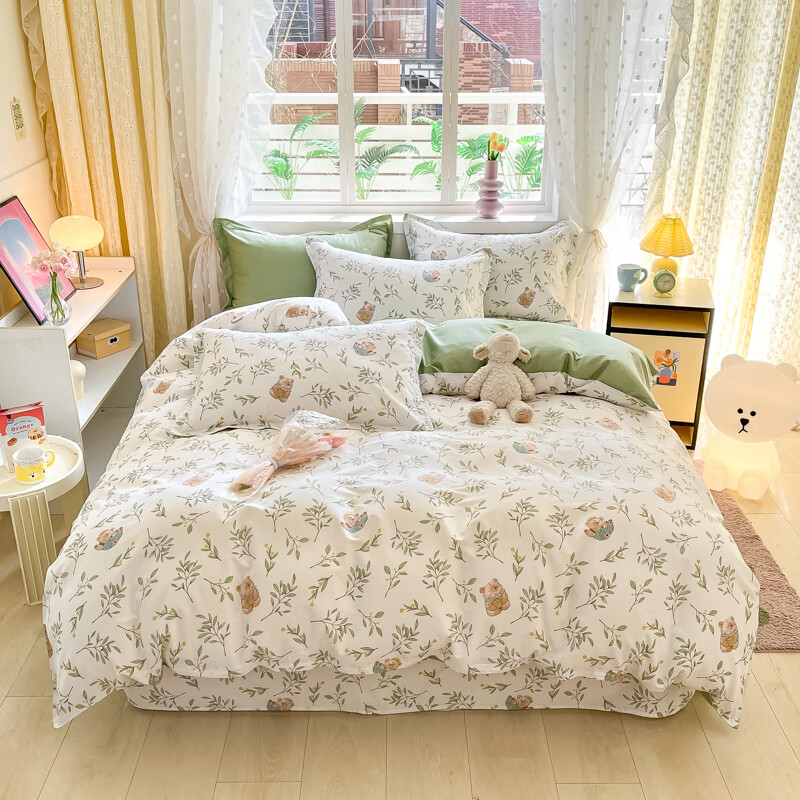 百丽安娜  全棉经典四件套床单款两色可选