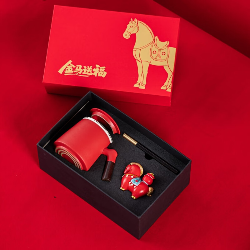 东悦  开门红年会礼品办公杯摆件三件套JMSF-003