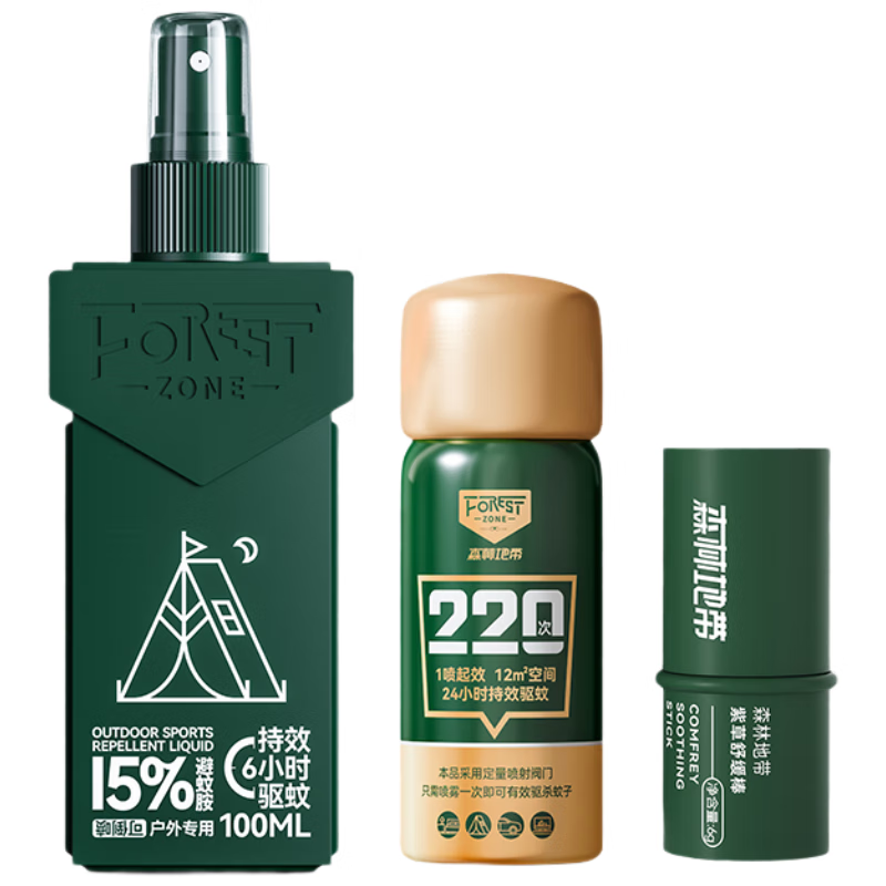 森林地带  驱蚊液杀虫喷雾舒缓棒组合