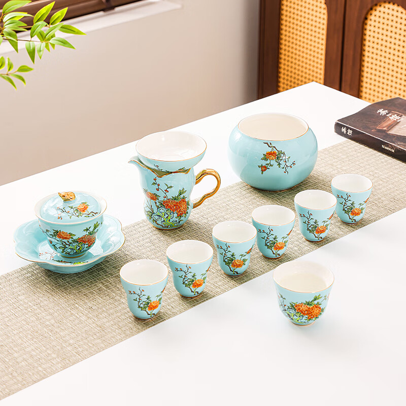 东悦  西湖蓝11头盖碗新中式茶具FG-XHL11G