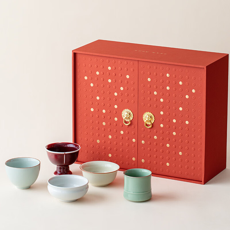 茗然说  五大名窑五福杯套装陶瓷茶杯套装CB203