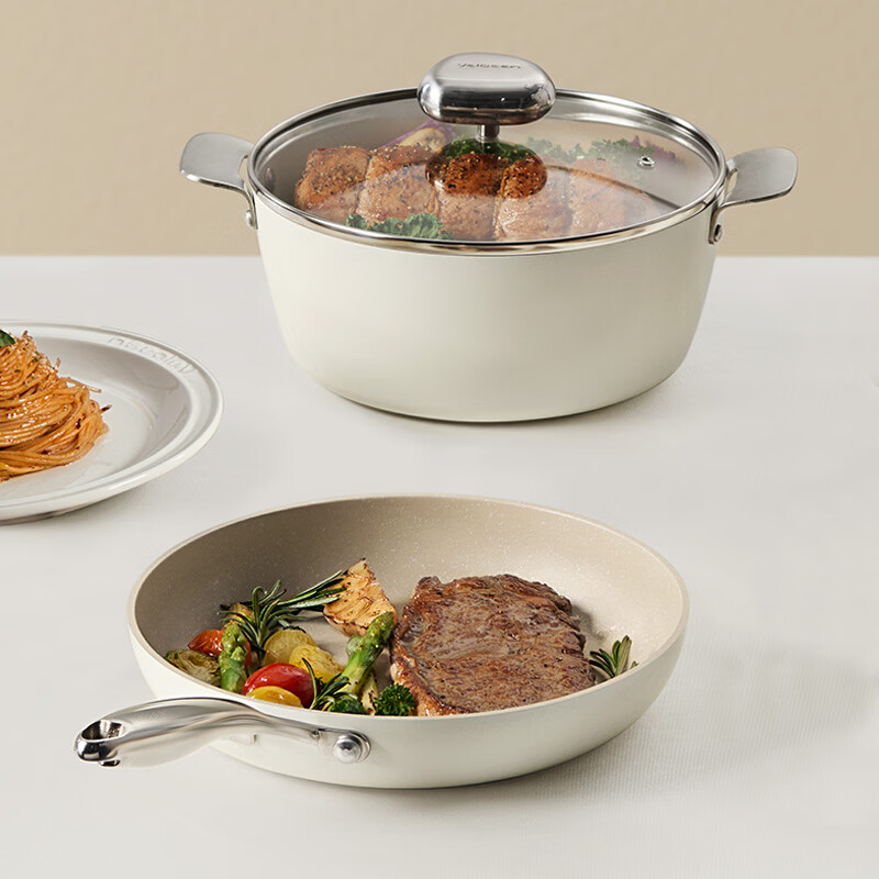 温仑山  鹅卵石系列不粘煎锅汤锅两件套VE-JL007