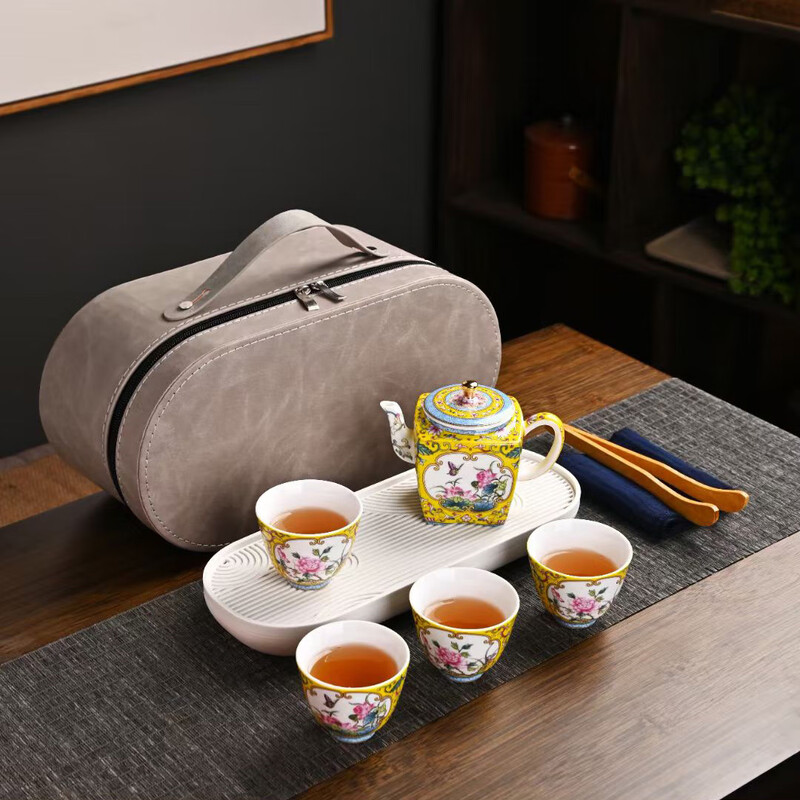 瓷语花香  蝶恋花珐琅彩旅行茶具905