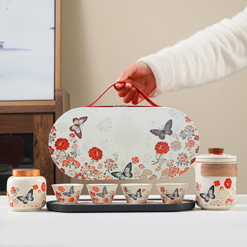 瓷语花香  你若盛开蝴蝶自来茶具908