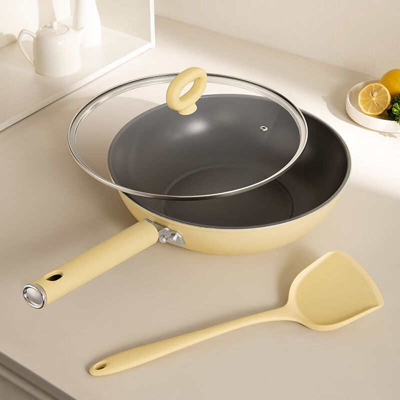 博堡  有钛精铁不粘炒锅两件套BDY-C871A