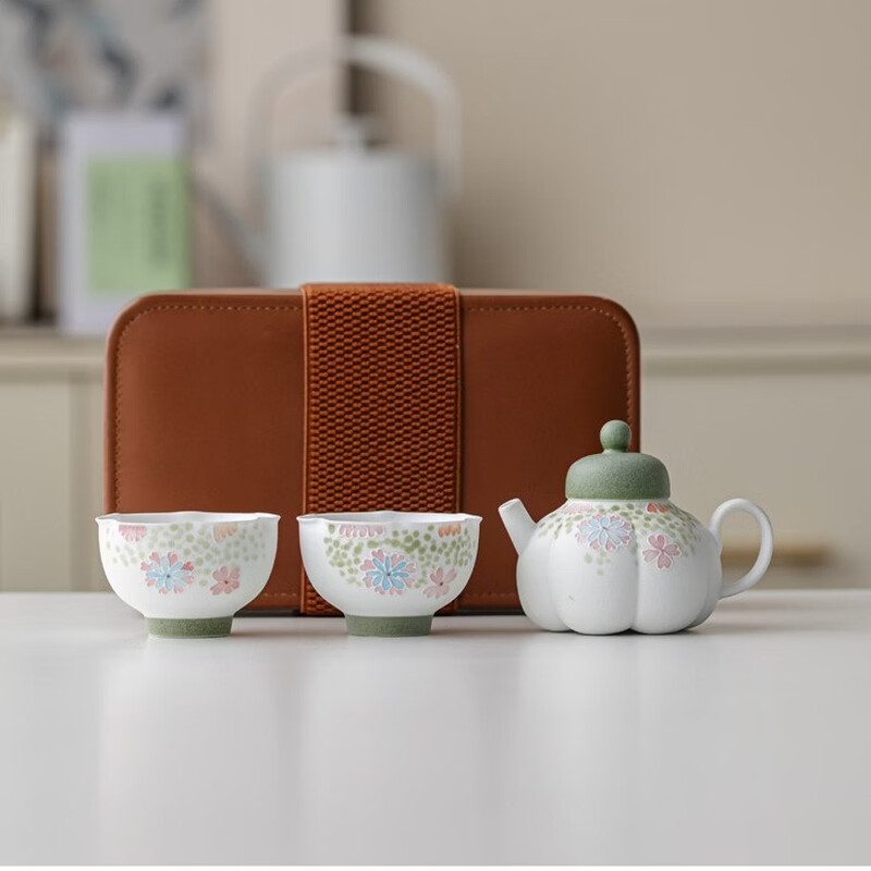 易硕  手绘花语陶瓷旅行茶具泡茶壶套装YS-264