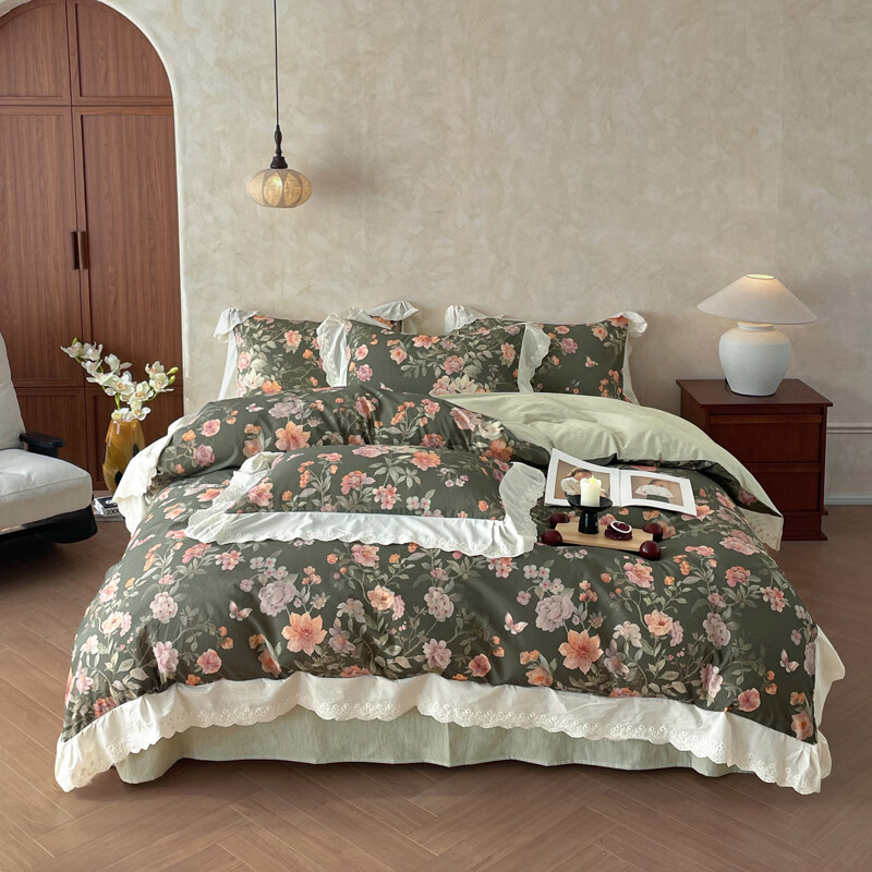 百丽安娜  棉麻数码印花四件套