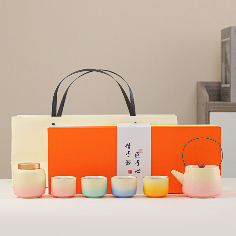 瓷语花香  提梁壶渐变釉茶具套装938