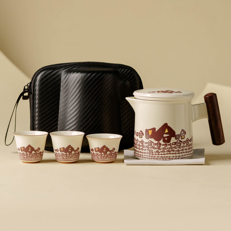 茗然说  哈哈哈陶瓷旅行茶具便携式快客杯LX203