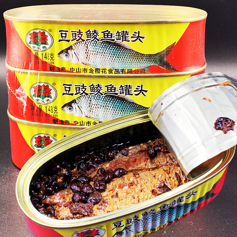 金钱花鱼罐头444g豆豉鲮鱼下饭菜熟食方便食品 豆豉鲮鱼罐头444g