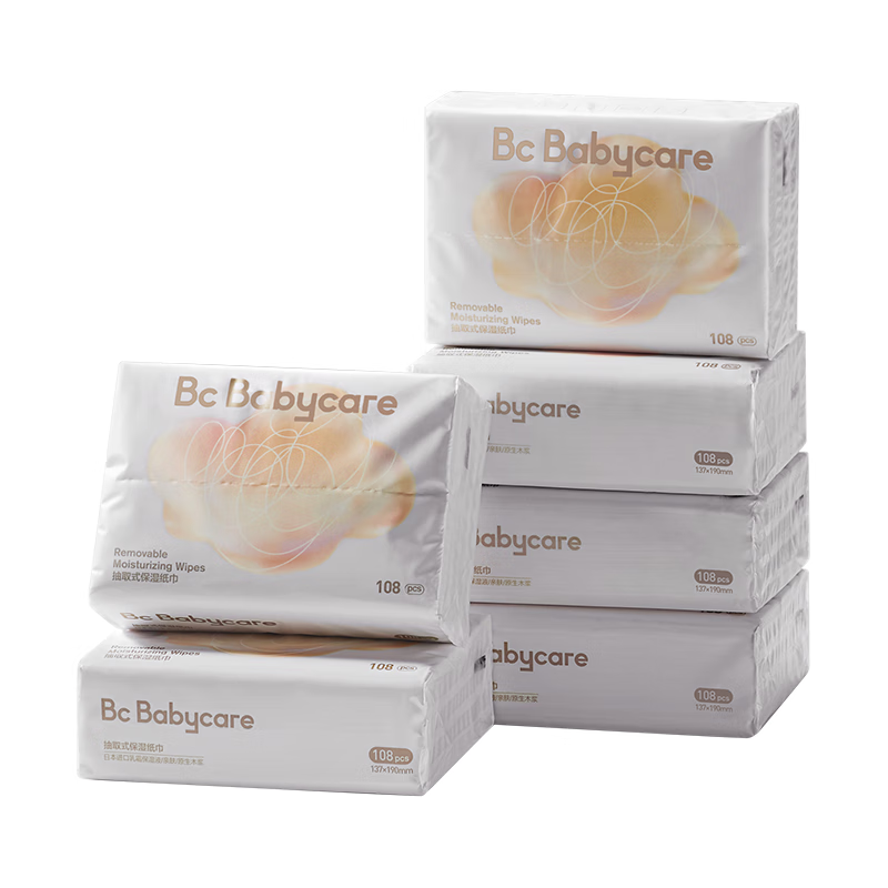 babycare婴儿云柔巾儿童柔软面巾纸纸巾清洁保湿抽纸乳霜纸便携 108抽*6包 【厚度升级】 4层 108抽*6包