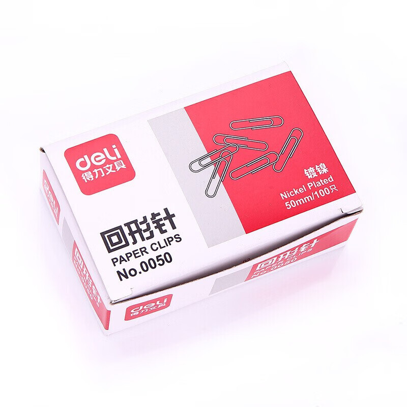 得力（deli）0050 得力大号回形针 5cm电镀金属曲别针 100枚/盒 （10盒装） 