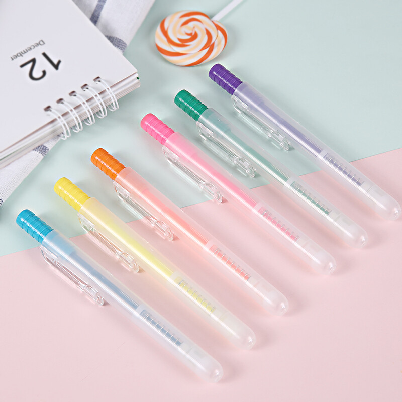 晨光文具6色荧光笔单头重点标记笔记号笔学生本味系列AHM27301橘黄(按动）12支/盒 1盒 