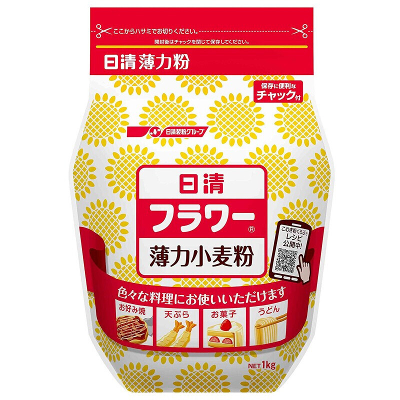 日清 日本进口 薄力小麦粉 低筋面粉1kg 做蛋糕饼干甜品面包烘焙原料  薄力小麦粉1kg