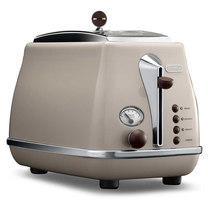德龙（Delonghi）面包机 家用不锈钢复古多士炉吐司机 早餐烤面包机 CTO2003.VBG 奶油白