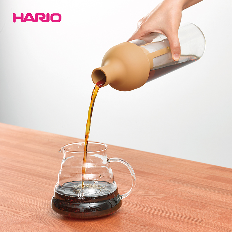 HARIO日本原装进口冷萃咖啡壶耐热玻璃冷泡壶带滤网冷萃壶咖啡色650ml
