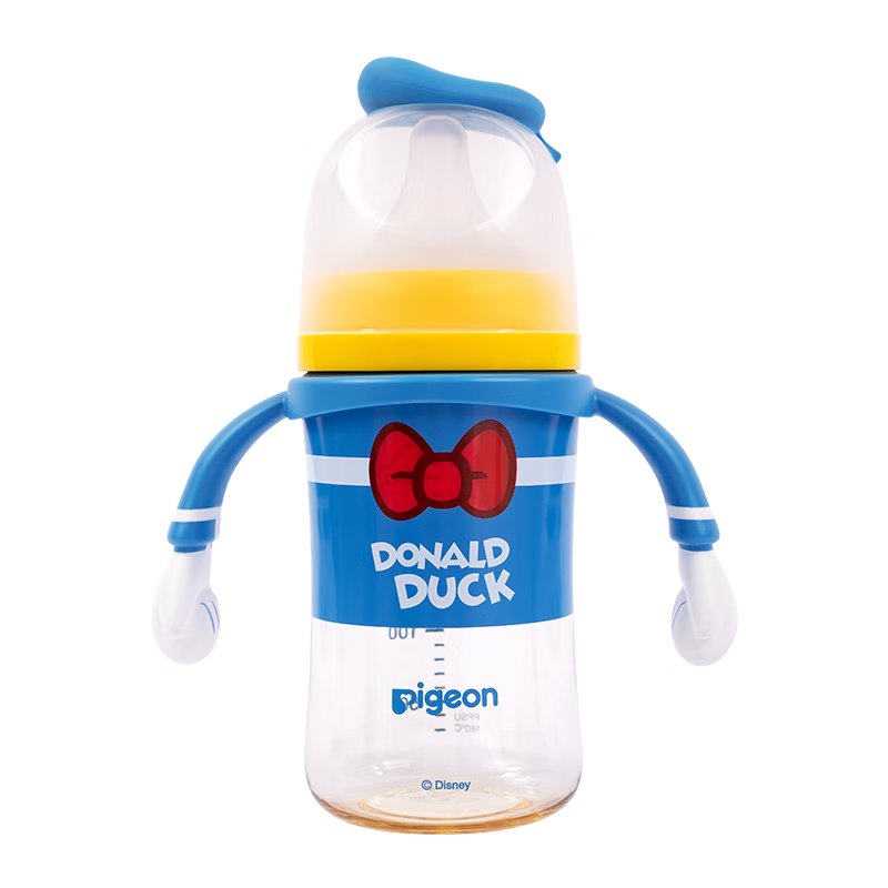 贝亲（Pigeon）PPSU迪士尼双把手奶瓶240ml M号奶嘴 经典唐老鸭 3月+ AA267 迪士尼经典唐老鸭240ml3-6月