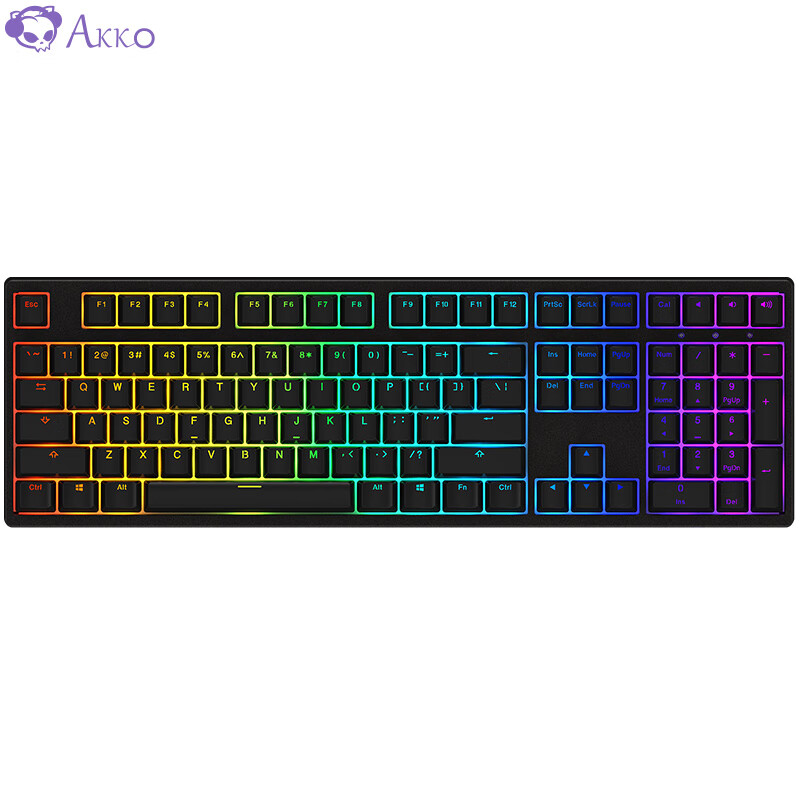 AKKO 3108S.PRO RGB机械键盘 有线键盘 游戏键盘 电竞 108键 全尺寸 RGB背光 吃鸡键盘 黑色 樱桃红轴
