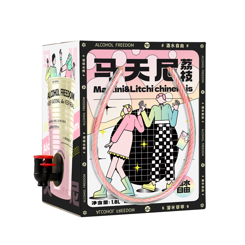 小花样 8度1.8L荔枝马天尼 鸡尾果酒大容量饮水机式男女微醺露营聚会 