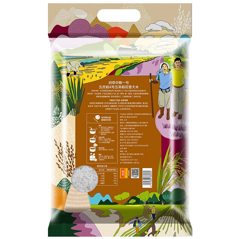 初萃 中粮当季新米 中粮1号五优稻4号稻花香5kg 东北大米五常产地直供