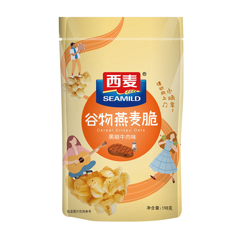 西麦 即食燕麦片 营养早餐 谷物冲饮 干吃零食轻食谷物燕麦脆198g *2