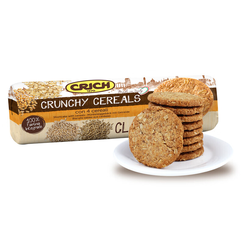 可意奇意大利进口 CRICH 全麦松脆粗粮酥性原味消化饼干250g 早餐 全麦原味 250g 