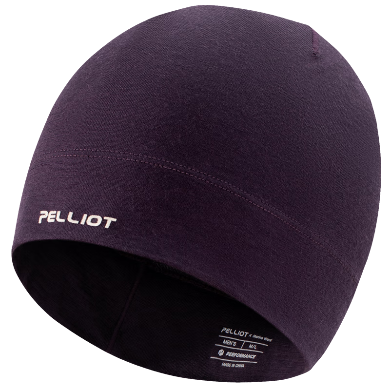 伯希和（Pelliot）[P系列]户外登山防寒帽男女美利奴羊毛帽子滑雪保暖164334001紫色 乌梅紫