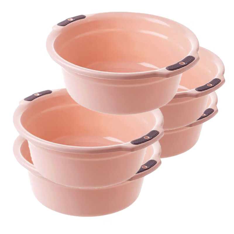 安居先森 洗脸盆粉色中号*5个 加厚带挂孔 塑料清洗盆洗脸洗衣盆 包装随机 