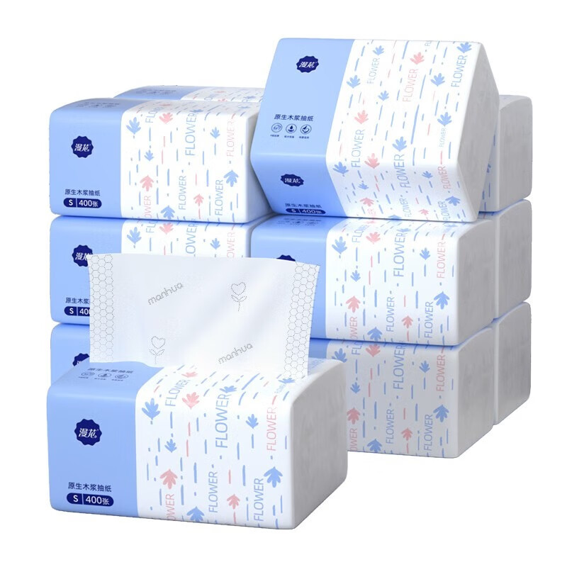 漫花抽纸 LSM400-4  400张/5层餐巾纸卫生纸家庭装婴儿擦手纸*4包 