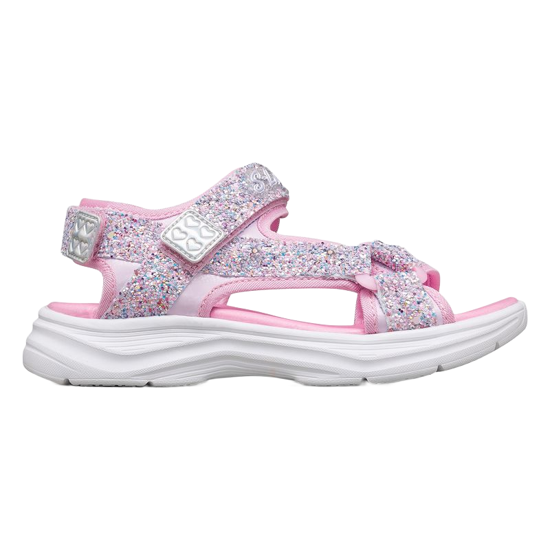 Skechers斯凯奇女童包头凉鞋夏季童鞋儿童公主鞋婴儿魔术贴闪灯鞋302965L 浅粉色/LTPK28.5