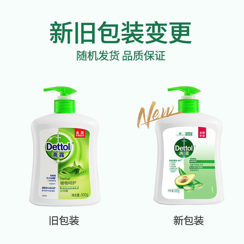 滴露（Dettol）健康抑菌洗手液植物呵护500g 消毒抑菌99.99% 儿童适用不含酒精