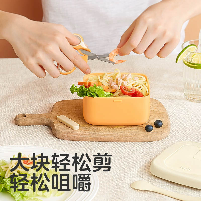 可优比儿童餐具套装辅食碗吸盘升级外出碗餐具六件套装-姜黄K-SJ0928 
