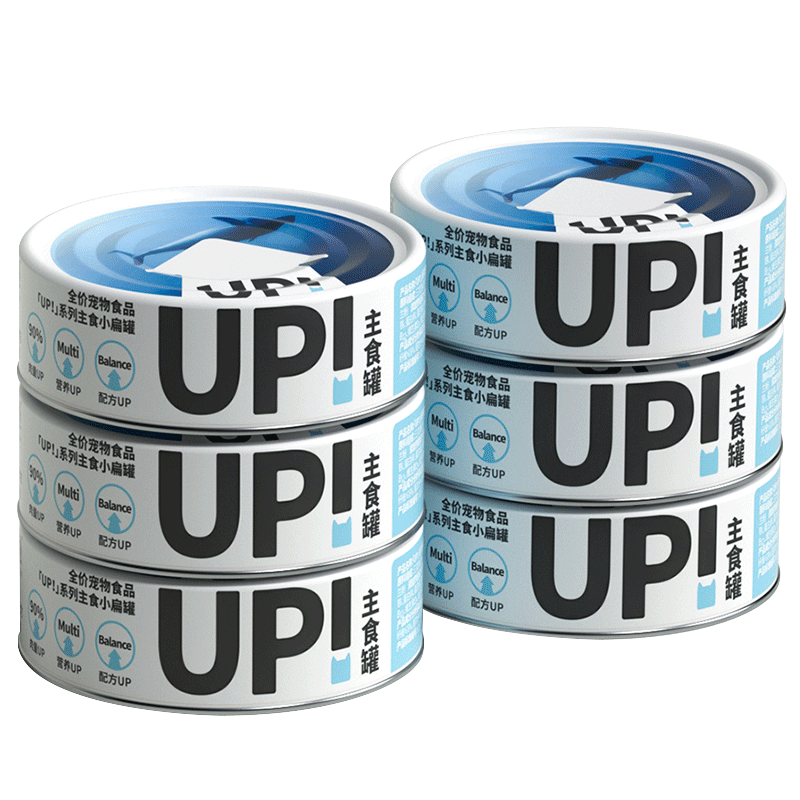 有鱼猫罐头UP系列主食罐小扁罐猫咪三文鱼湿粮包成幼猫100g*6罐 【主食小扁罐】三文鱼100g*6罐