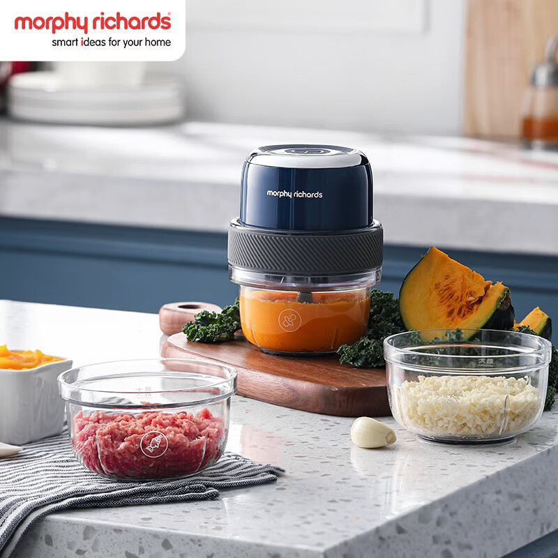 morphy richards绞肉机家用绞馅机碎肉机 电动多功能辅食料理机打蒜搅拌佐料机MR9403蓝色 
