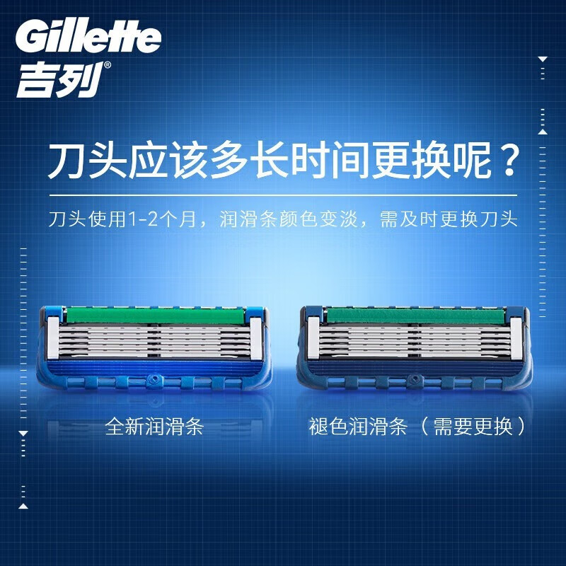 吉列适配锋隐5致顺动力 4刀头 5层剃须刀头刮胡刀片