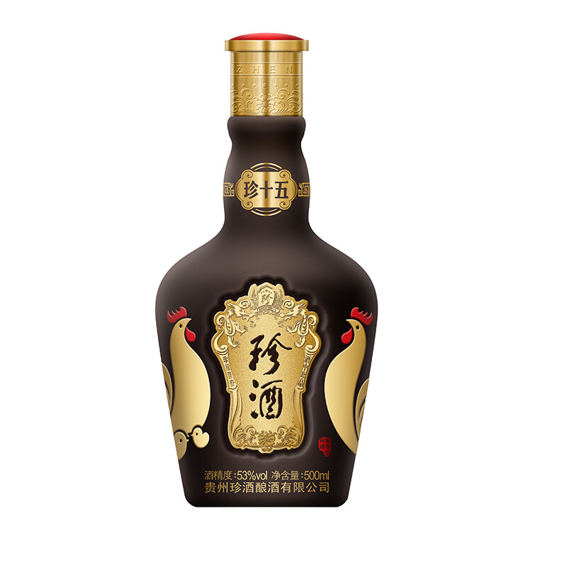 珍酒 珍十五 鸡年纪念酒 酱香型白酒 53度500ml 酒中珍品 珍藏酱香