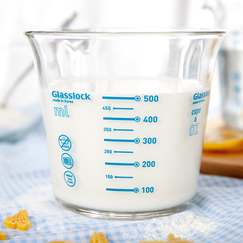 Glasslock进口印花刻度杯食品级耐高温微波炉微波炉烘焙工具计量杯500ml 【500ml】刻度量杯 RM050