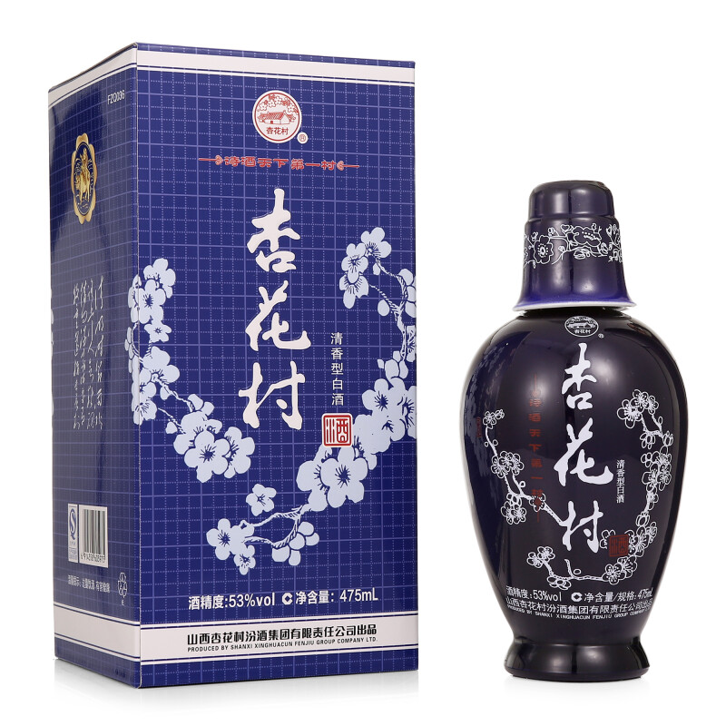 汾酒 蓝瓶 杏花村酒 53度 475ml 清香型白酒 *4个
