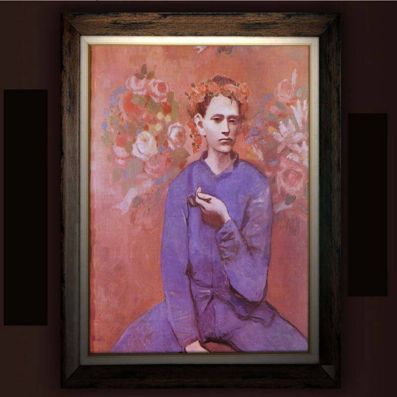 绿牌油画装饰挂画壁画世界名画毕加索 手拿烟斗的男孩