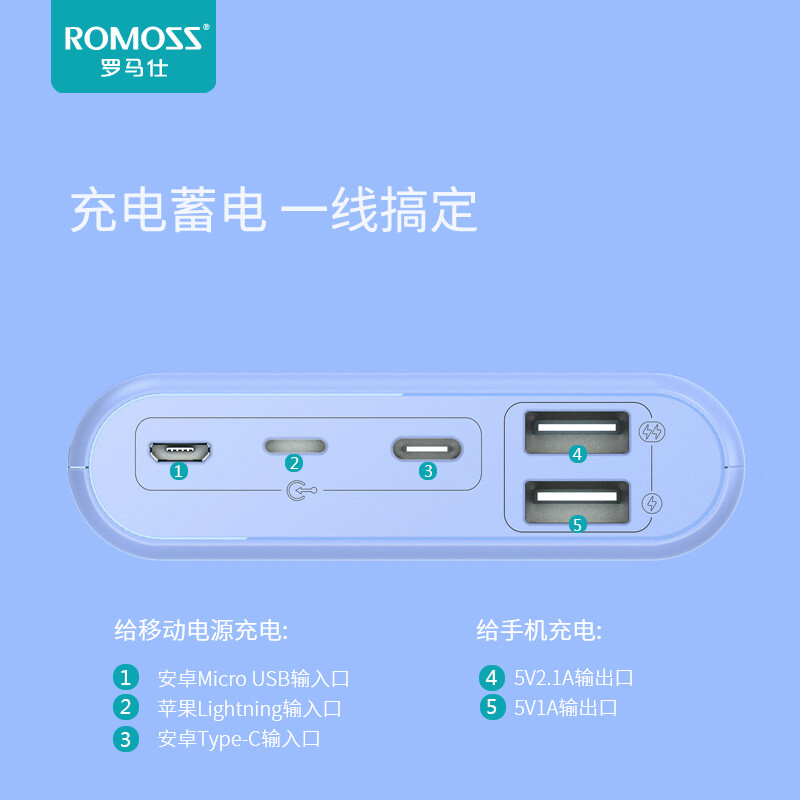 罗马仕ct10手机充电宝10000毫安超薄小巧 迷你可爱便携卡通超萌大容量