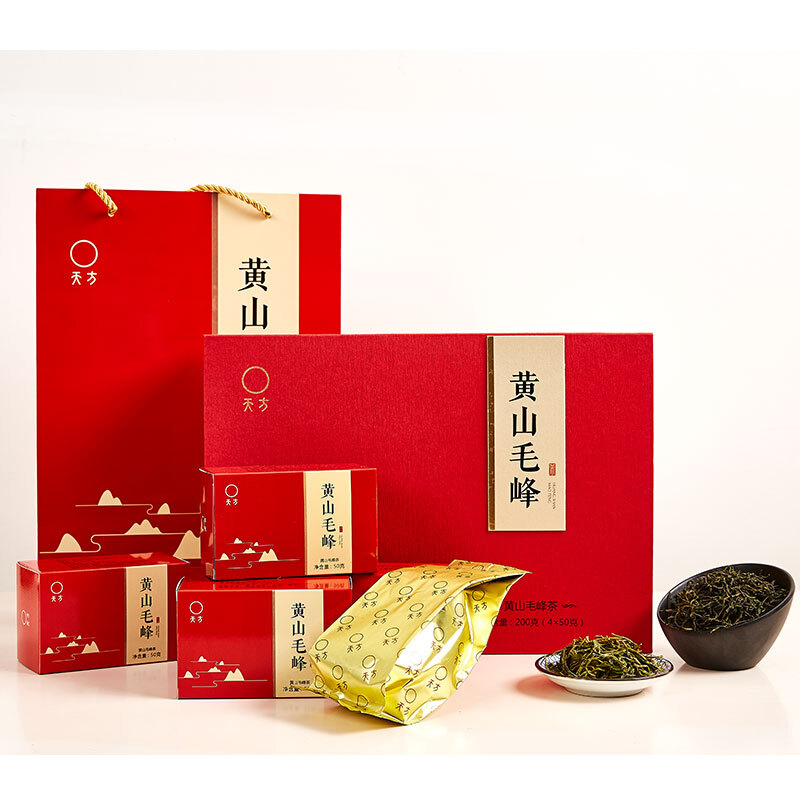 天方 茶叶 绿茶 黄山毛峰 茶叶礼盒 200g