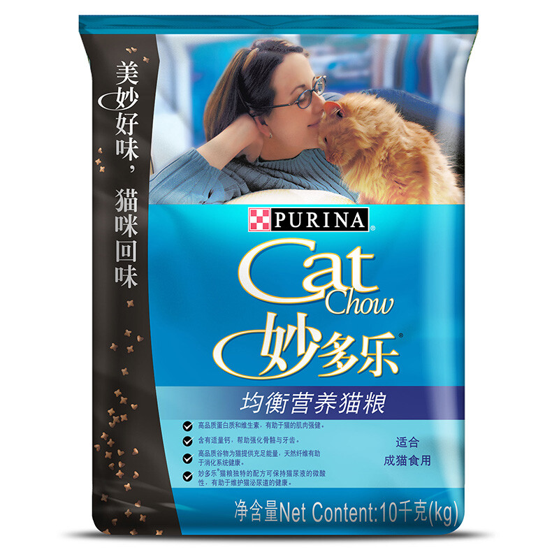 妙多乐(cat chow)成猫猫粮10kg 均衡营养大蓝袋 维护泌尿道健康