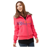 洛熙 RR 春款女装<em>抓绒</em>毛毛连帽修身<em>女开衫</em>卫衣