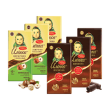 爱莲巧（alenka）俄罗斯进口大头娃娃75%黑巧榛子巧克力组合85g*6 下午茶零食