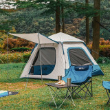 牧高笛 戶外露營零動家庭用大空間自動3-4人速開搭建涼亭帳篷 EX19561004 藍色