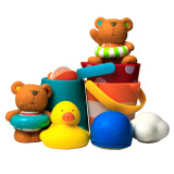 Hape(德国)宝宝洗澡玩具8件套婴幼儿戏水玩水浴室玩具泰迪戏水套男孩玩具女孩生日节日礼物 0M+ suit0030