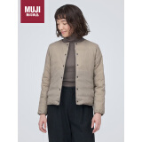 无印良品（MUJI）女式 轻量羽绒便携式 无领 夹克 羽绒服女款 浅米色 L