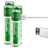 德力普（Delipow）USB充电电池 5号/7号锂电池可USB充电1.5V恒压大容量2500mWh1小时快充